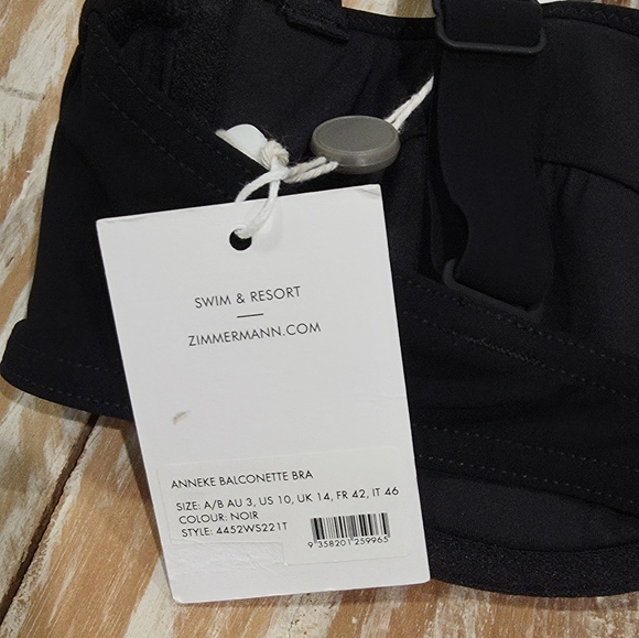 NWT Zimmermann Anneke Balconette‎ Bra Bikini Top Black 10 A/B - Picture 9 of 9